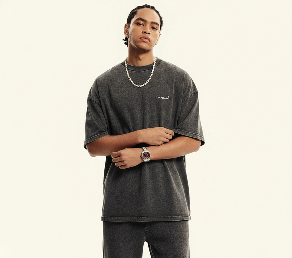 Snow Washed Oversized Cotton T-Shirt