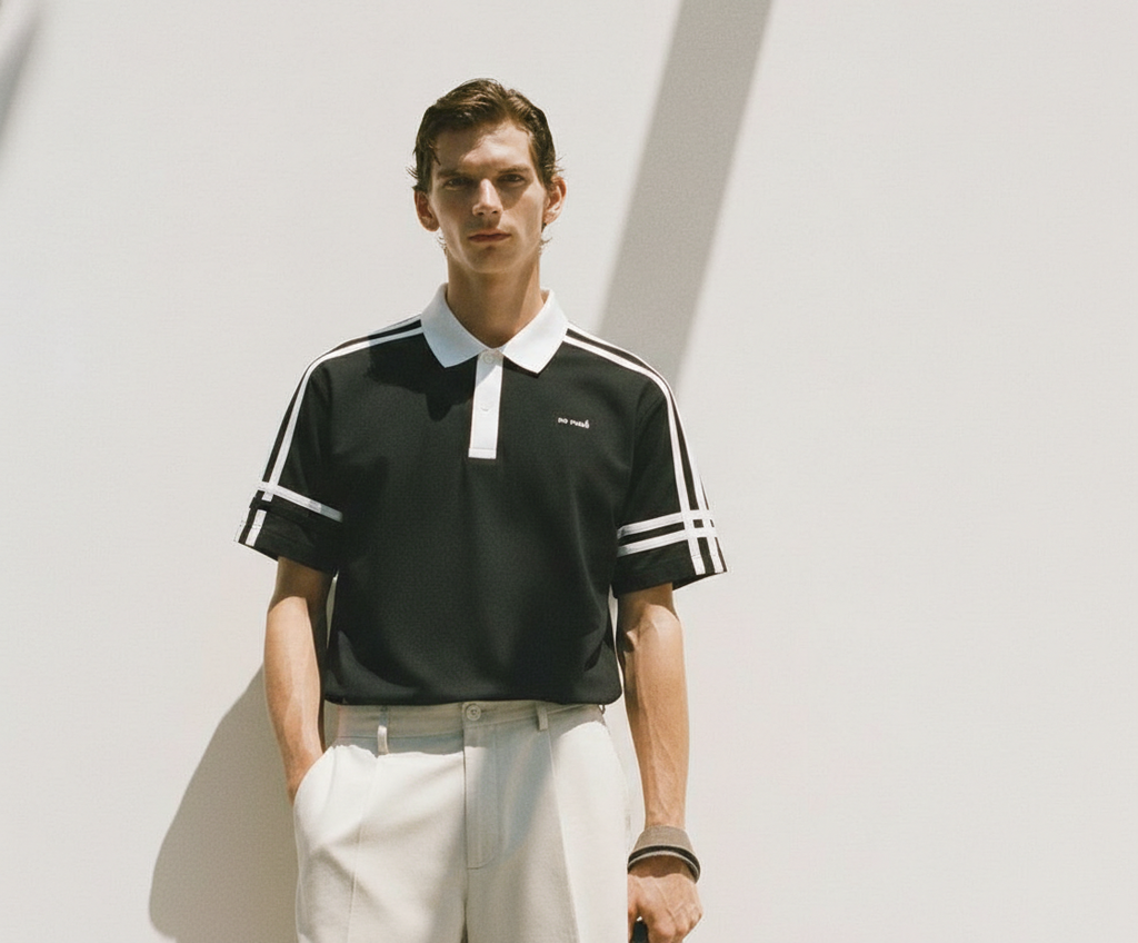 Contrast Collar Short-Sleeve Polo Shirt